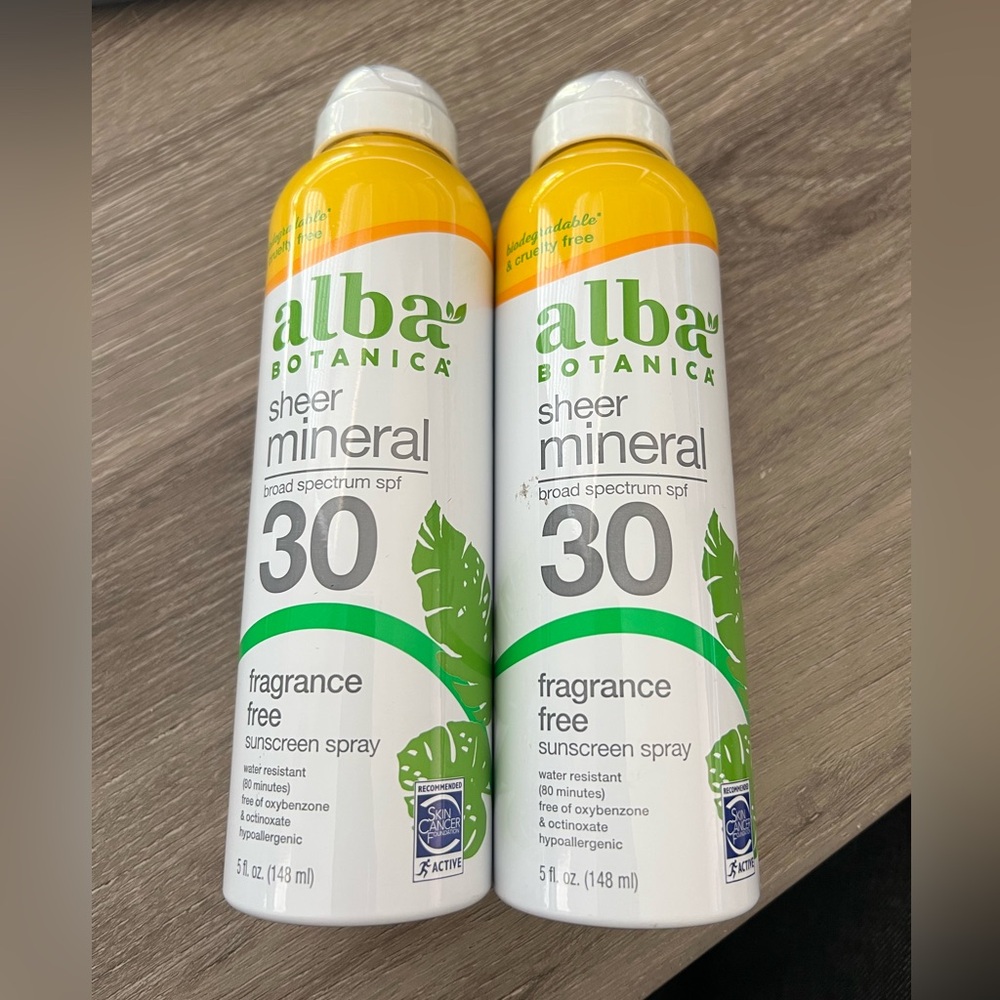 Alba Botanica Sheer Mineral Sunscreen Spray 30 fragrance free set of 2